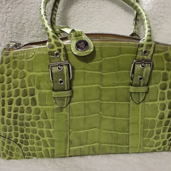 Dooney & Bourke Handbags - Dooney & Bourke green "Croc" embossed leather bag